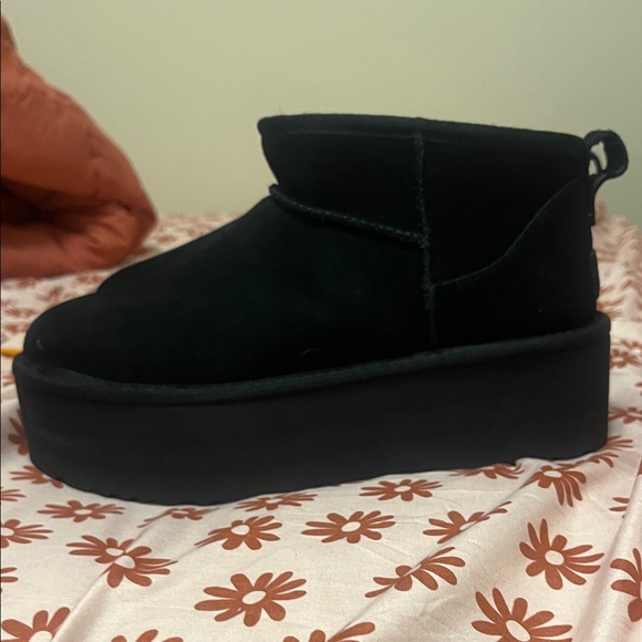 UGG Shoes - UGG Black Platform Suede Mini Booties